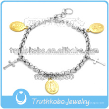 Neueste Religiöse Zubehör Vakuumierung Gold Roasry Edelstahl Charmed Schmuck San Benito gestempelt Armband